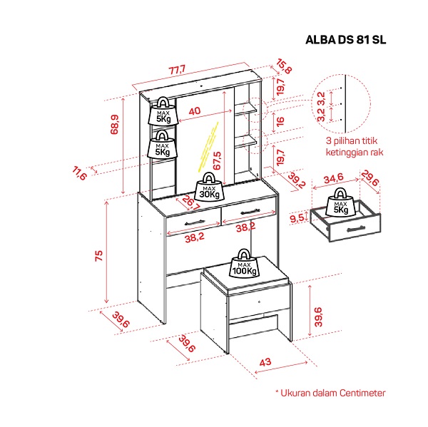 Meja Rias Built In MEJA RIAS - dressing table - murah - termurah - Olympic | meja rias ...